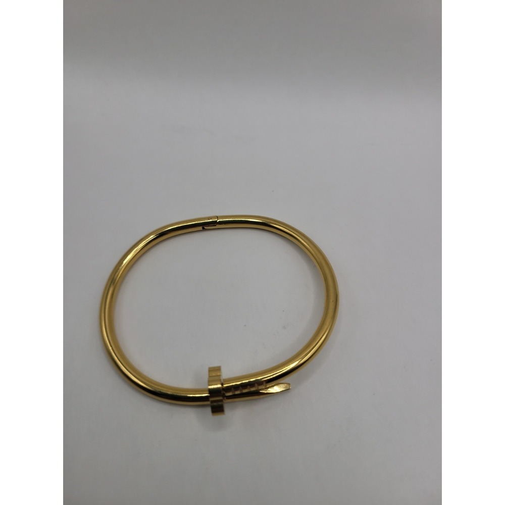 Gold Tone Nail Bracelet Hinged Bangle Wrap Cuff Industrial Minimalist Bangle
